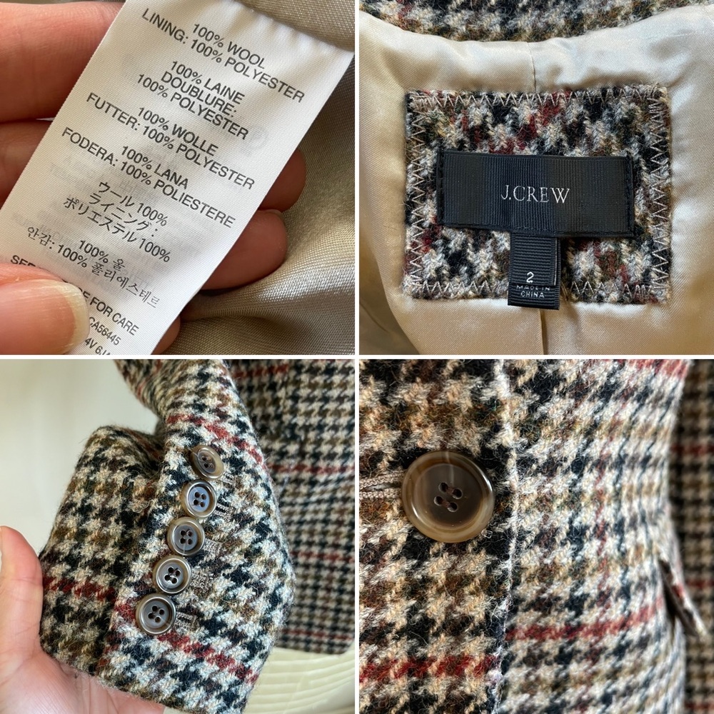 NEW J Crew 100% wool Regent Blazer crystal collar houndstooth jacket 2 - Picture 13 of 13